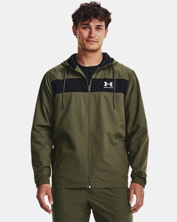 Men's UA Sportstyle Windbreaker Jacket in Green image number 0